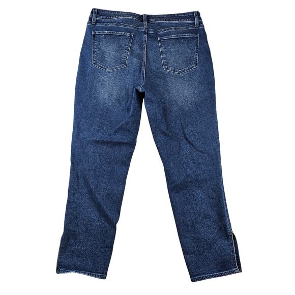 Talbots Womens Jeans Sz 14 Slim Ankle Cropped Split Hem Bling Accents 27" Inseam - Picture 2 of 10